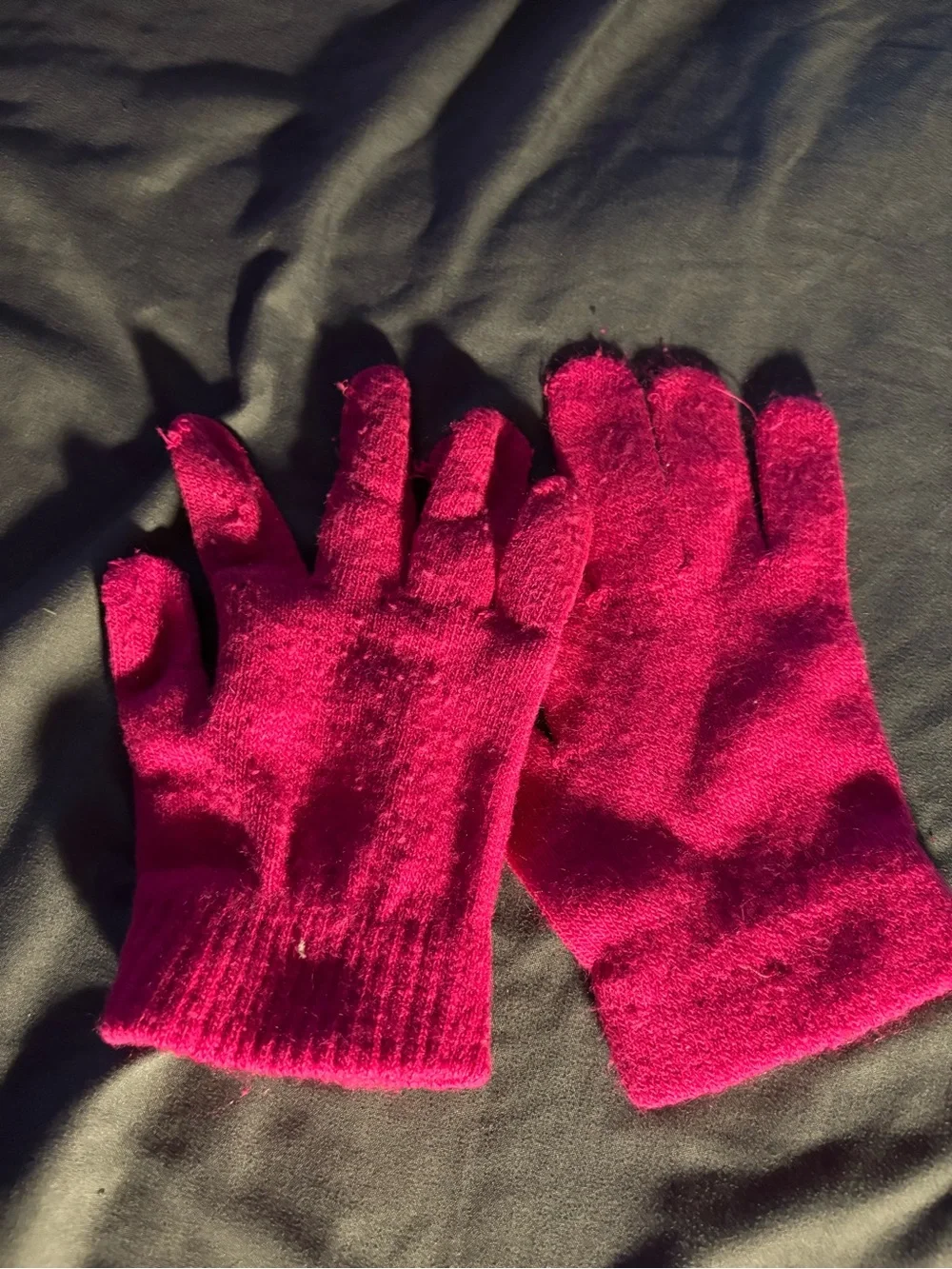 Pink Knit Winter Gloves One Size Unisex